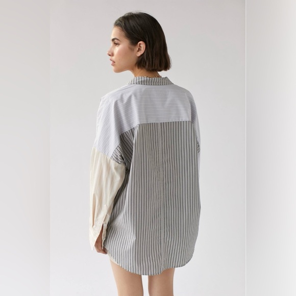 Urban Outfitters BDG Frankie Split Button Down Printed Oversized Shirt - Picture 4 of 12